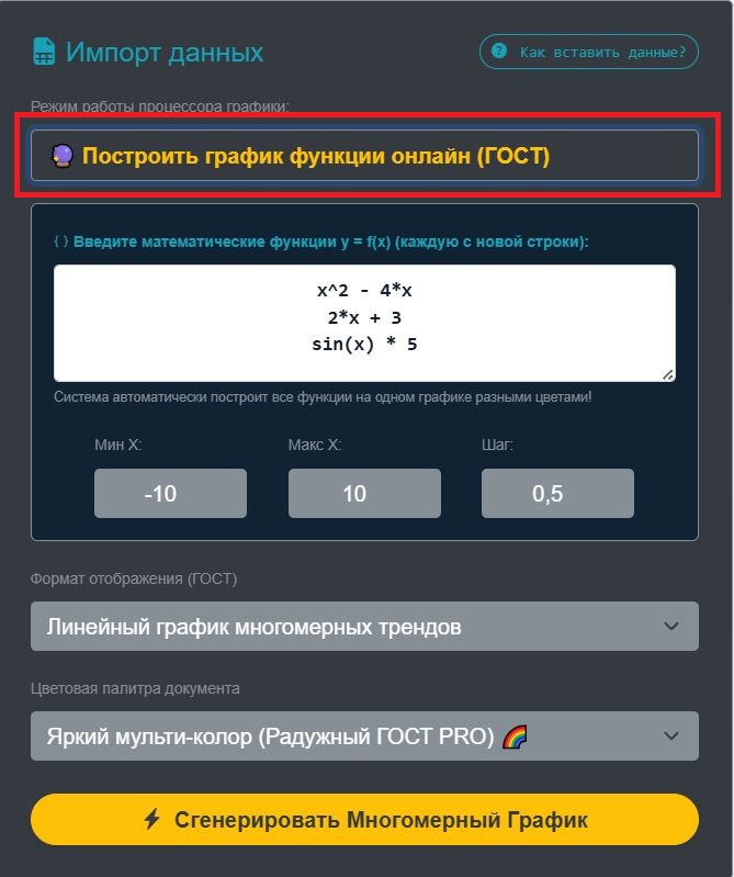 Рисунок 1 – Тумблер переключения. Построить график функции
