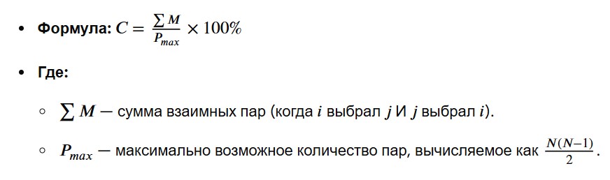 Рисунок 1 - Формула расчета индекса групповой сплоченности по Морено